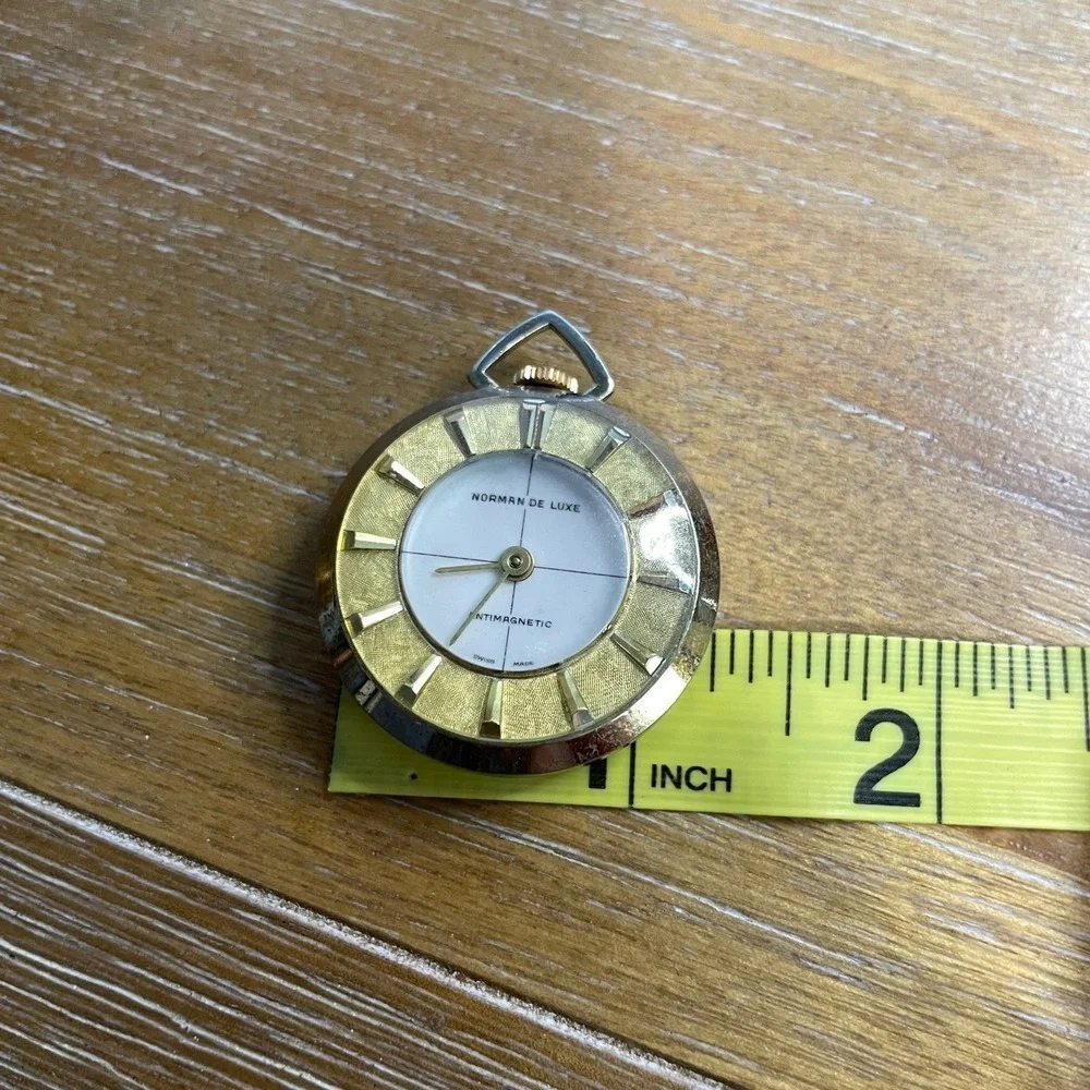 Norman De Luxe Gold Tone Women Small Vintage Pocket Watch *READ